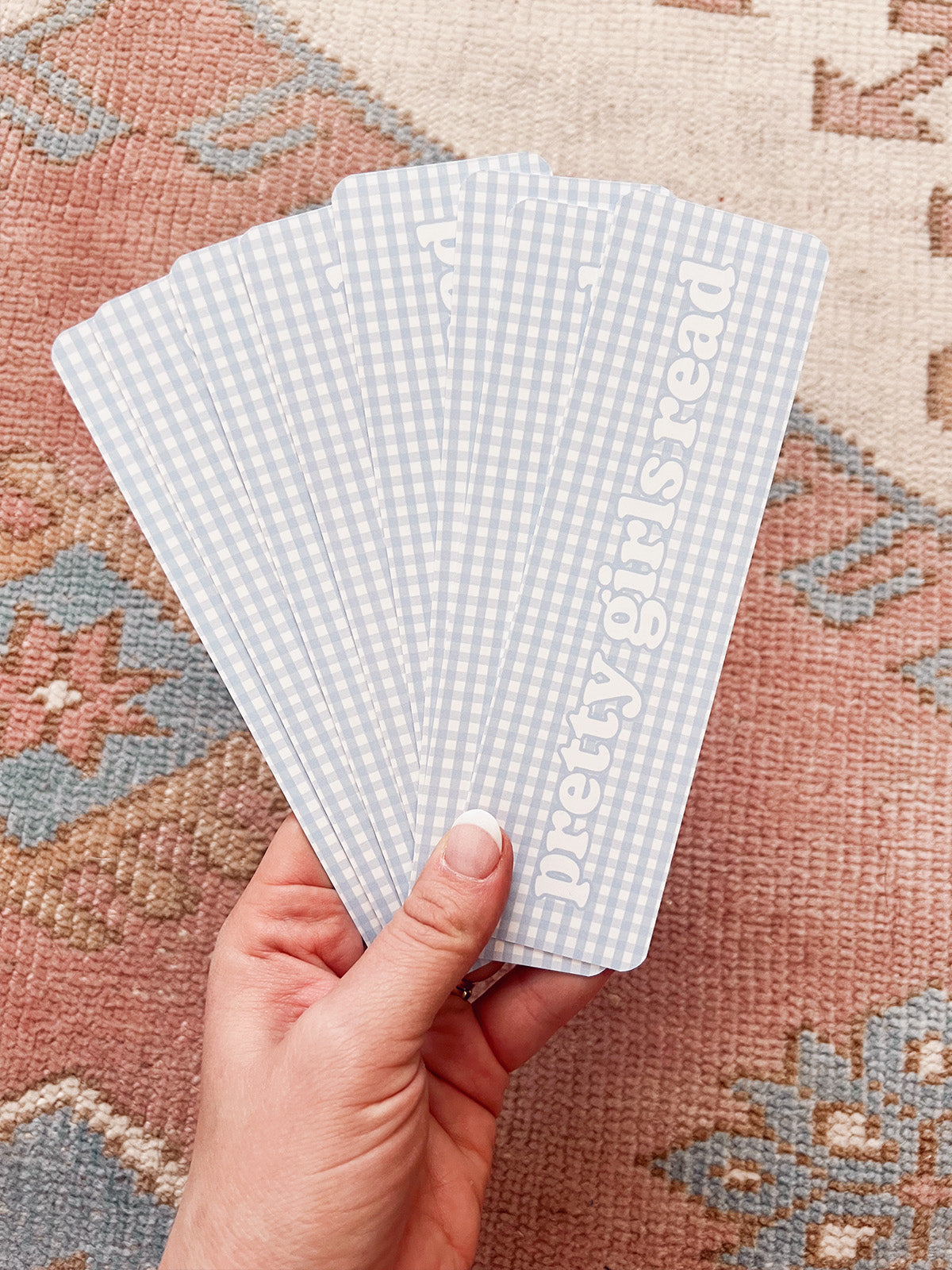 Blue Gingham Bookmark - "Pretty Girls Read"