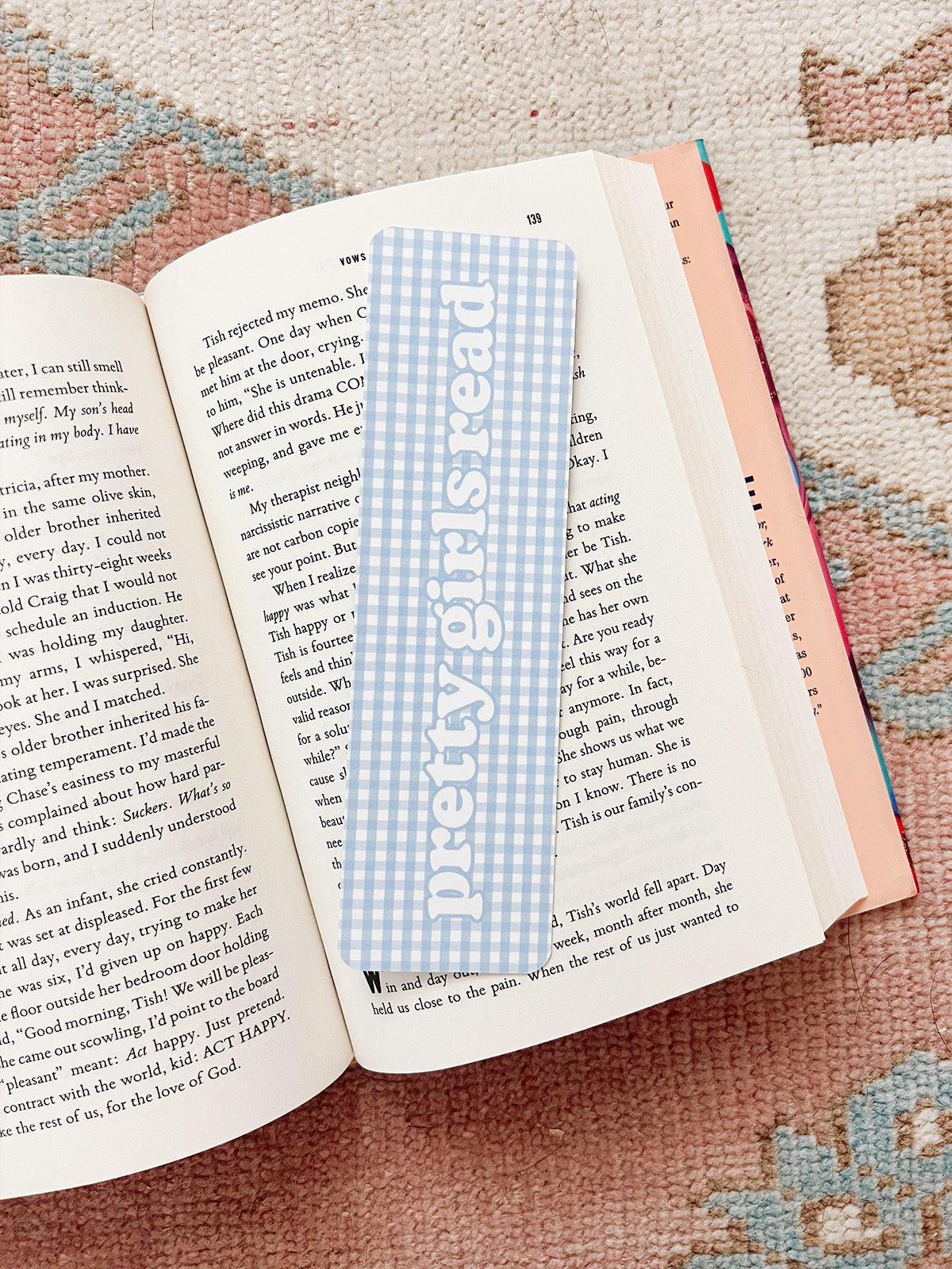 Blue Gingham Bookmark - "Pretty Girls Read"