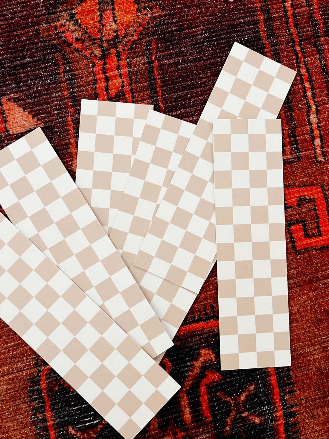Checkered Bookmark - Tan & White