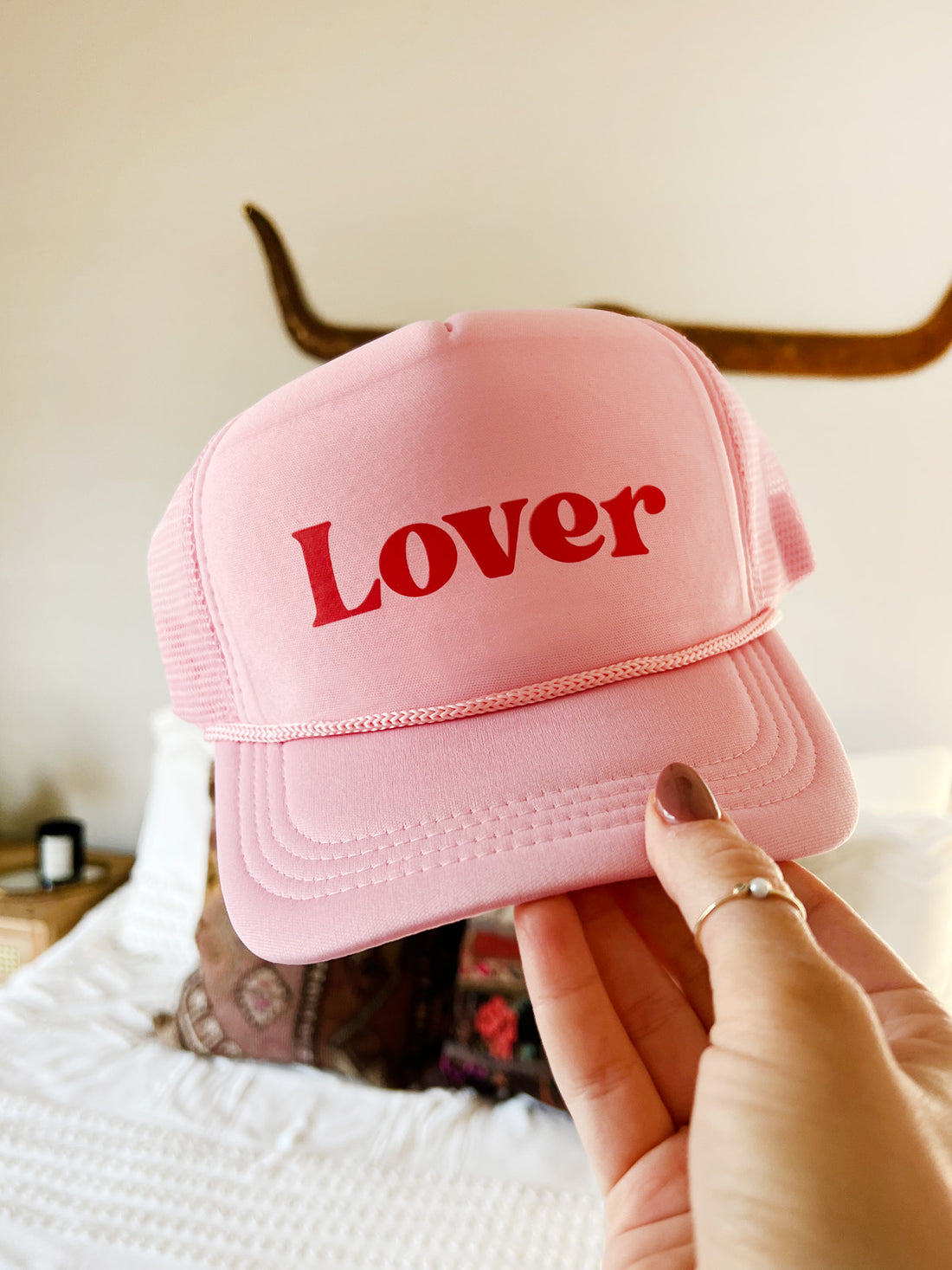 Pink "Lover" Trucker Hat
