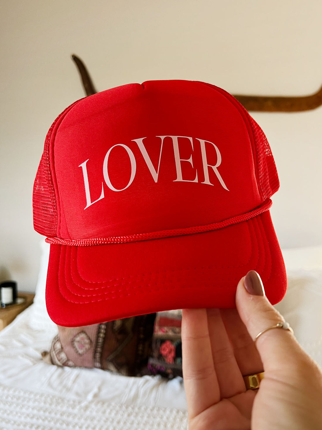 Red "Lover" Trucker Hat
