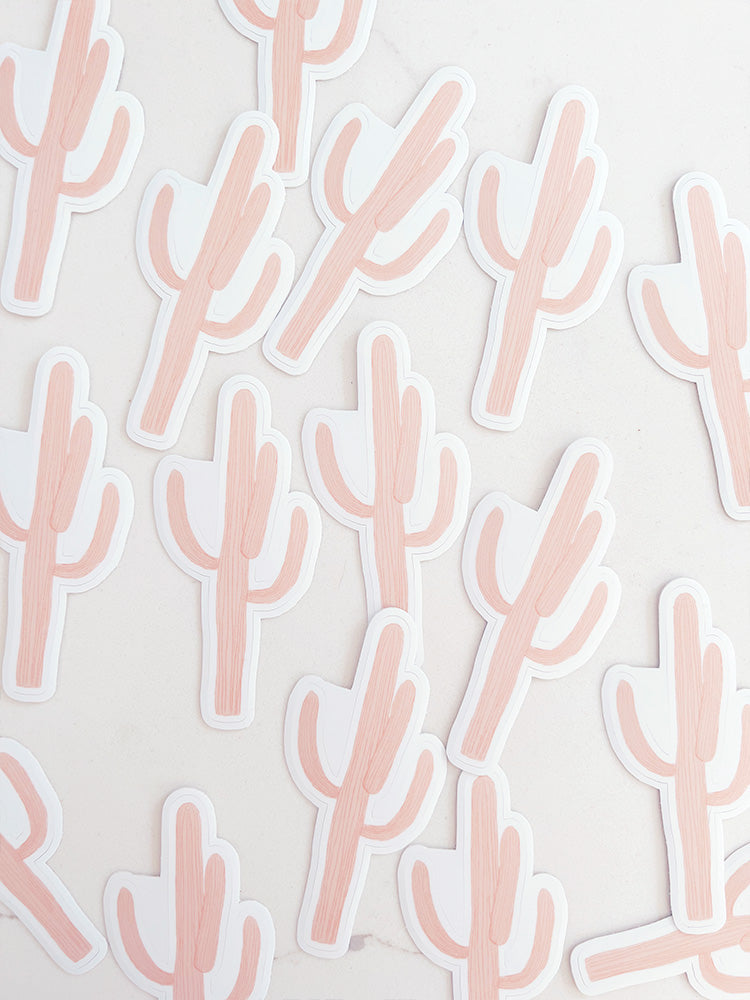 Pink Cactus Vinyl Sticker