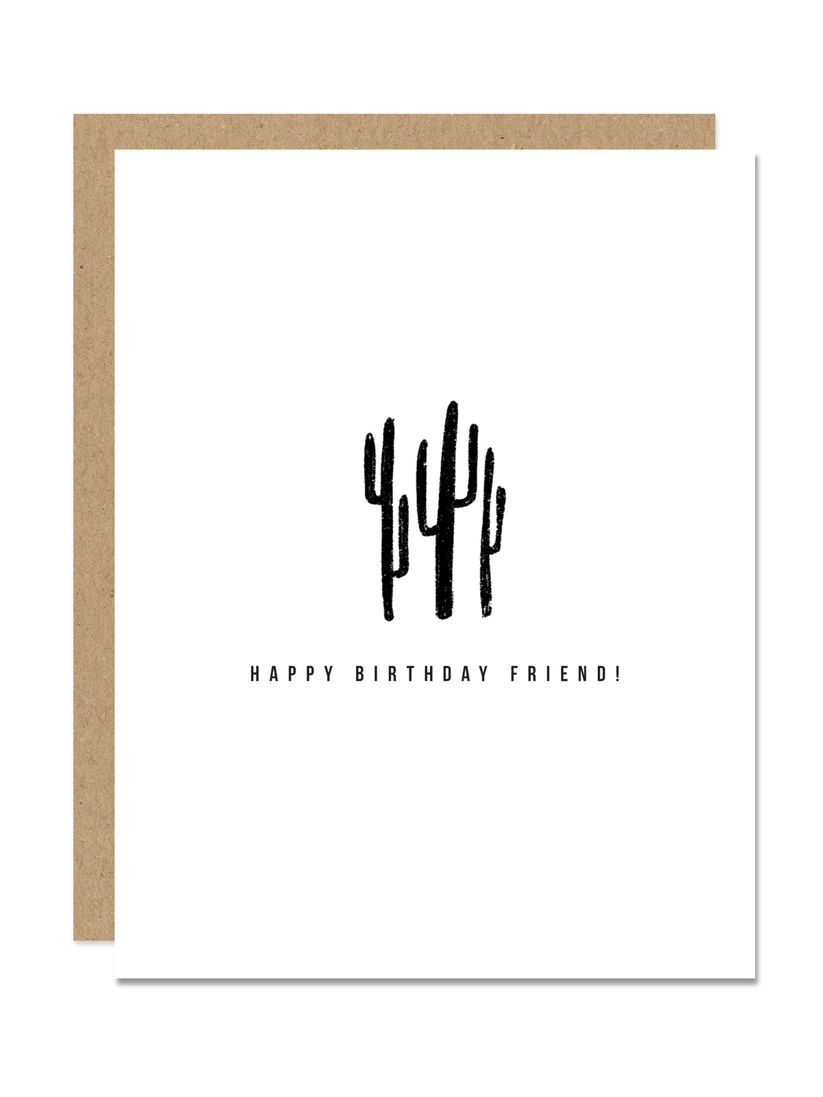 Cactus Happy Birthday Friend Card - Black