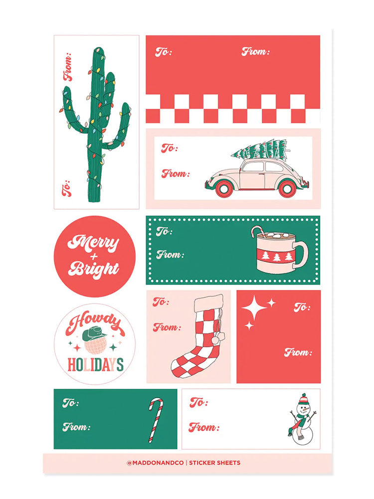 Merry + Bright Gift Sticker Set