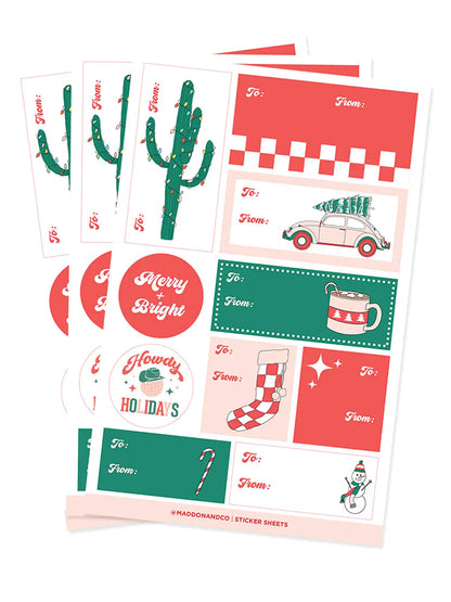 Merry + Bright Gift Sticker Set