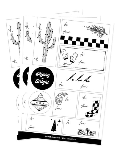 Black + White Gift Sticker Set