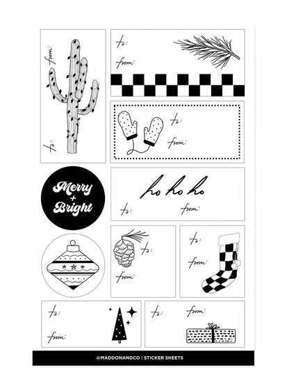 Black + White Gift Sticker Set