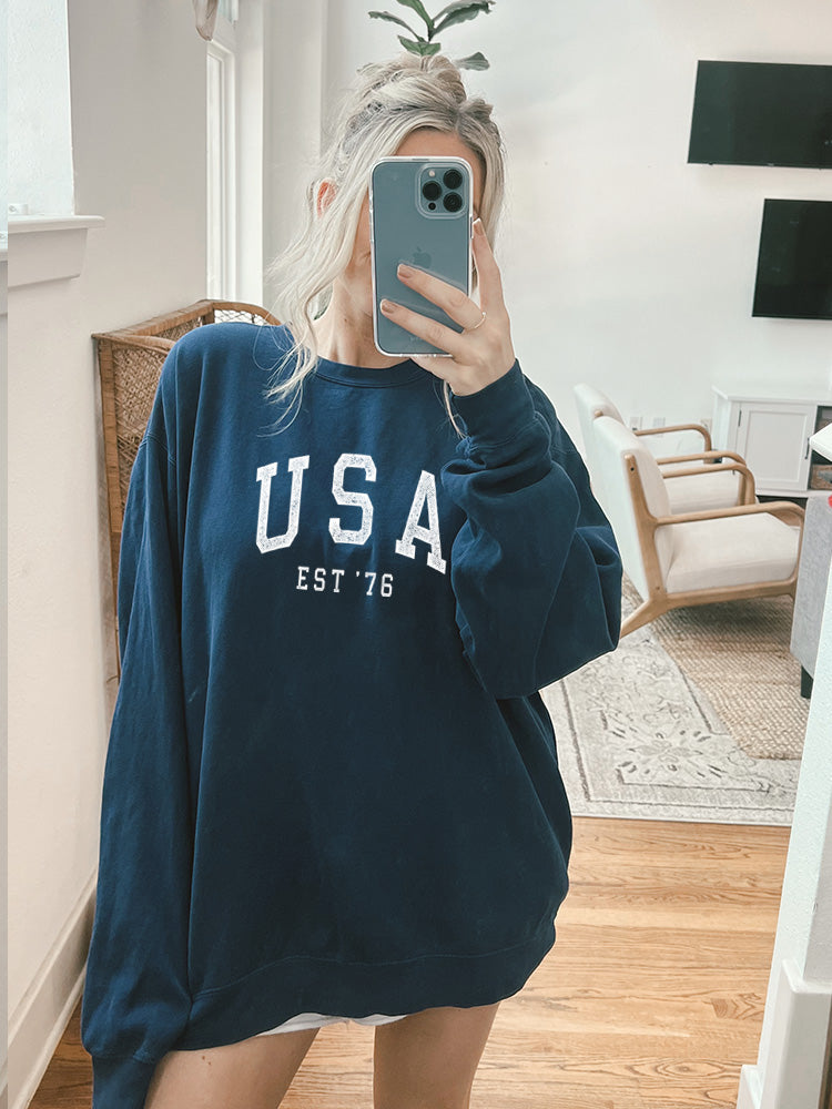 USA Crewneck Sweatshirt - Navy