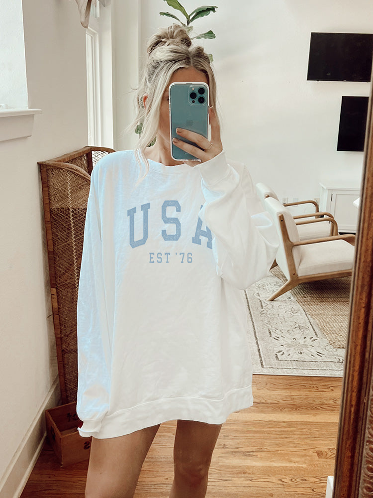 USA Crewneck Sweatshirt - White