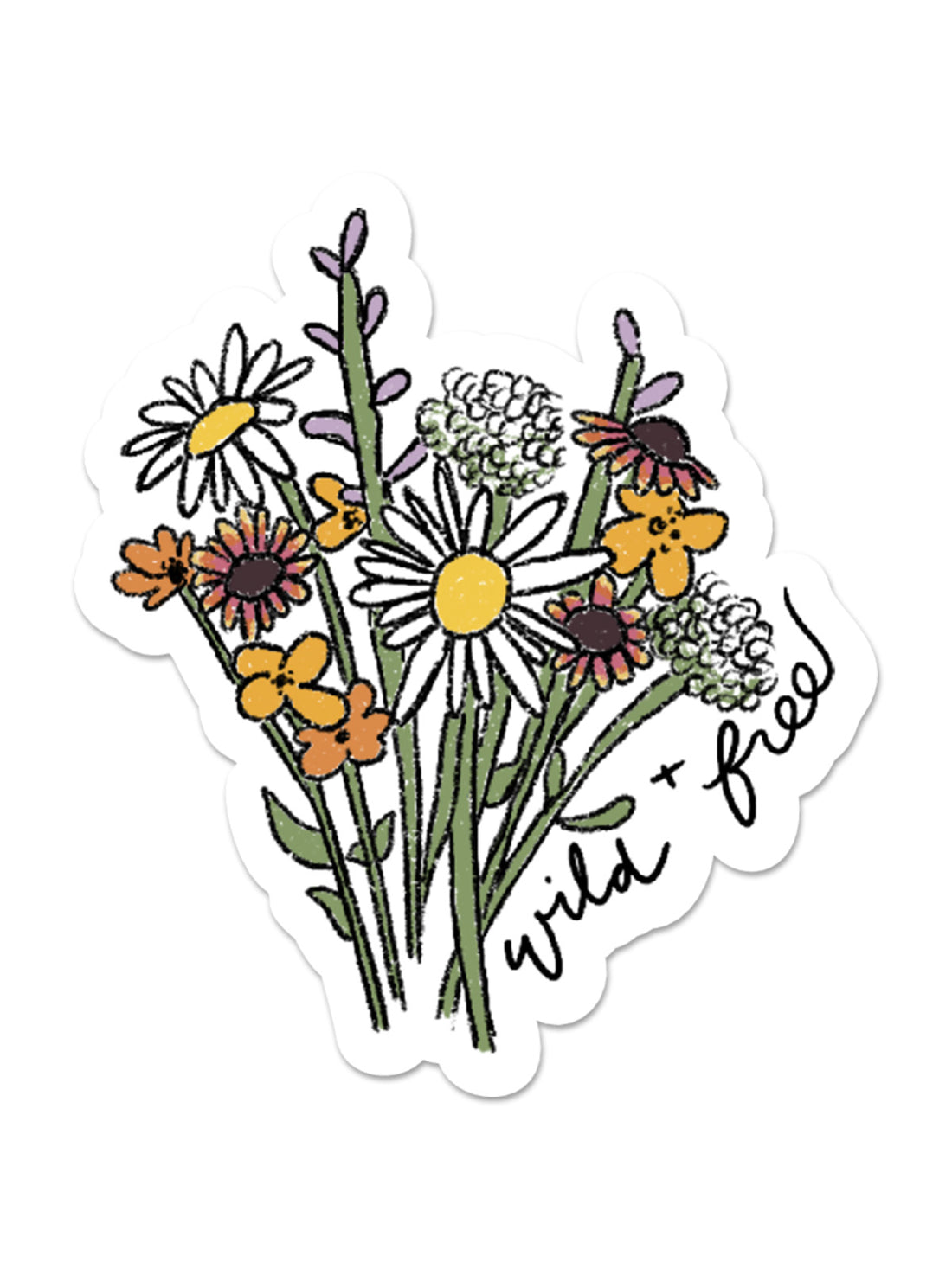 Wild + Free Flower Vinyl Sticker