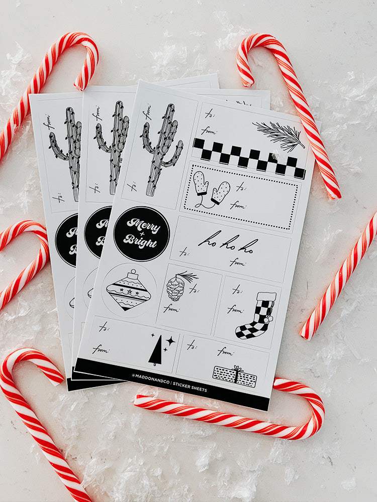 Black + White Gift Sticker Set