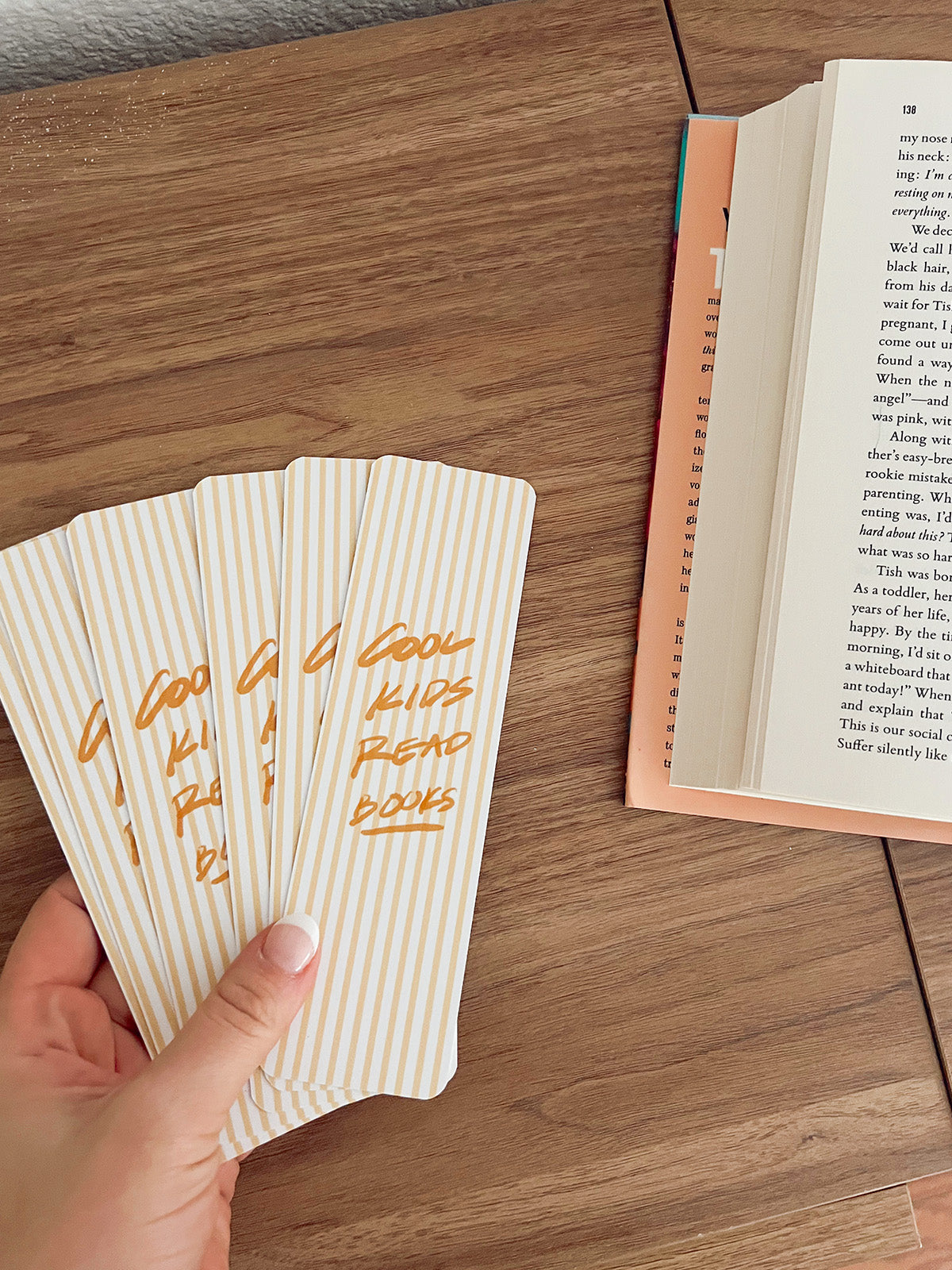 Yellow Striped Bookmark - "Cool Kids Read"