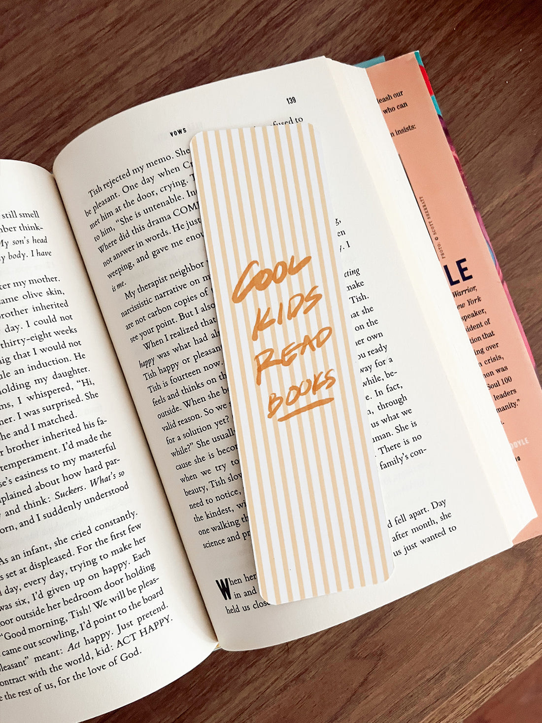 Yellow Striped Bookmark - "Cool Kids Read"