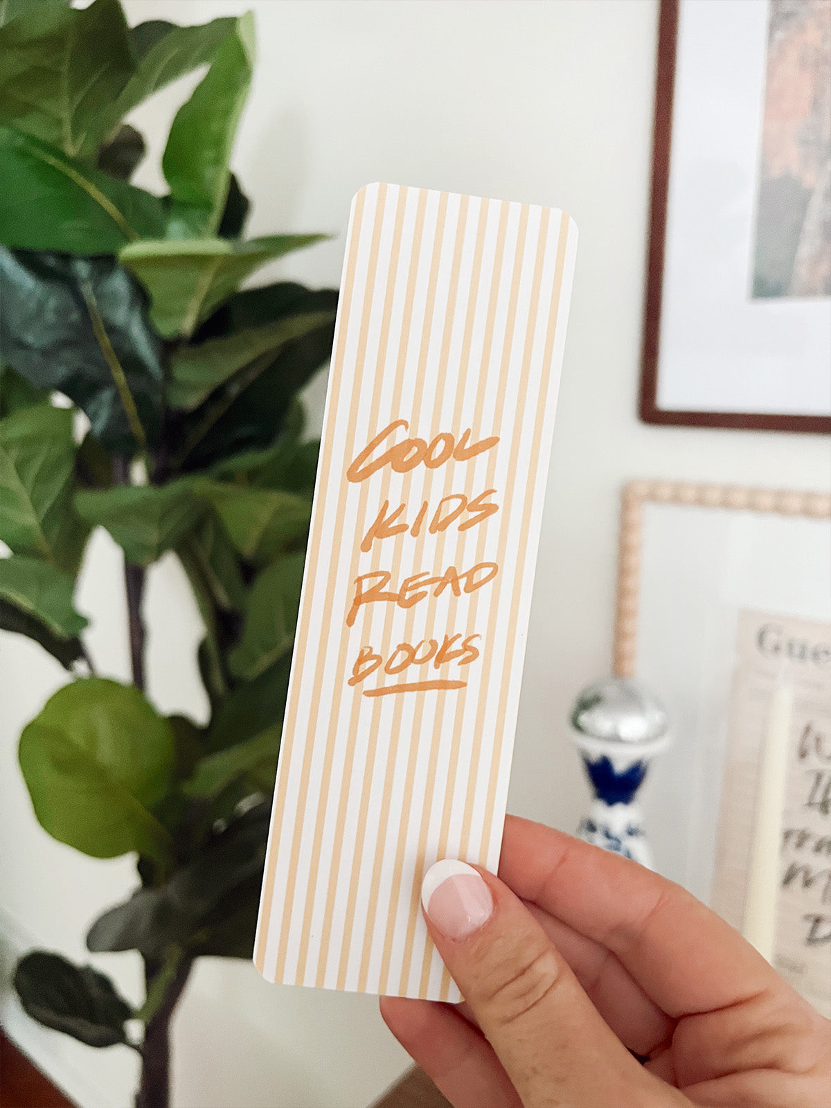 Yellow Striped Bookmark - "Cool Kids Read"