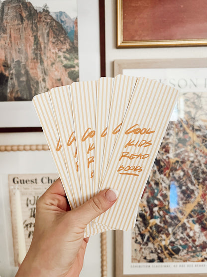 Yellow Striped Bookmark - "Cool Kids Read"
