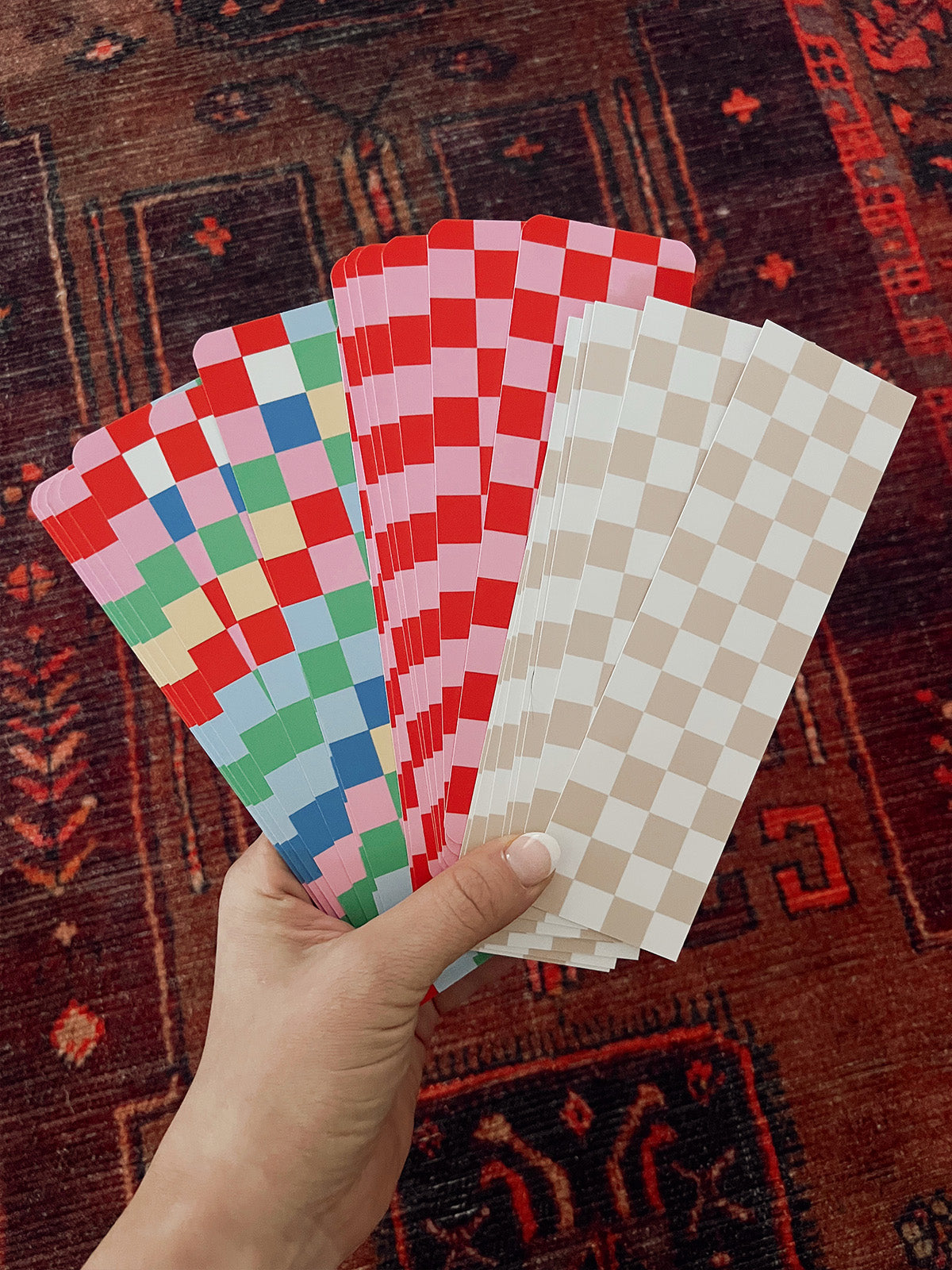 Checkered Bookmark - Tan &amp; White