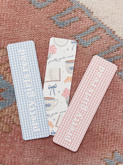 Blue Gingham Bookmark - "Pretty Girls Read" 