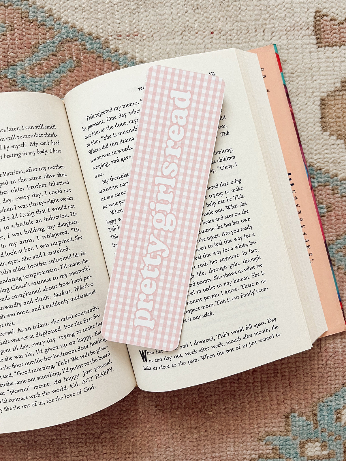 Pink Gingham Bookmark - "Pretty Girls Read"