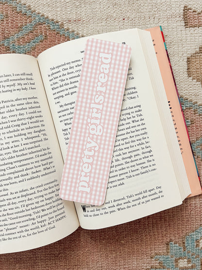 Pink Gingham Bookmark - "Pretty Girls Read"