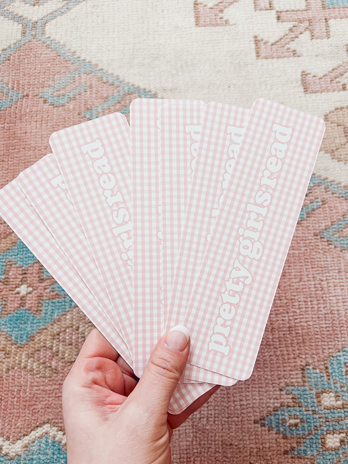 Pink Gingham Bookmark - "Pretty Girls Read"