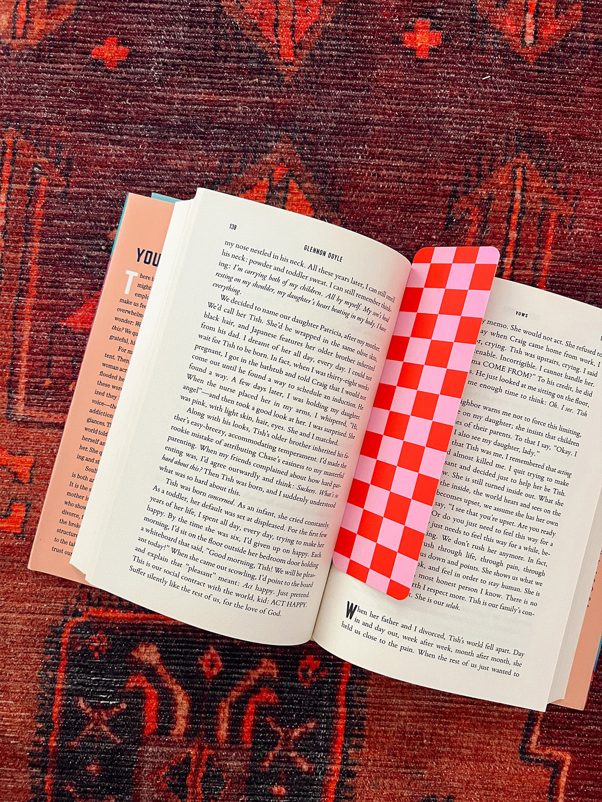 Checkered Bookmark - Red &amp; Pink