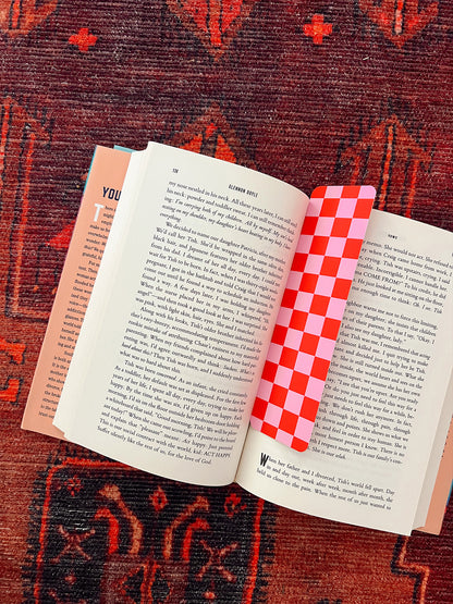 Checkered Bookmark - Red &amp; Pink