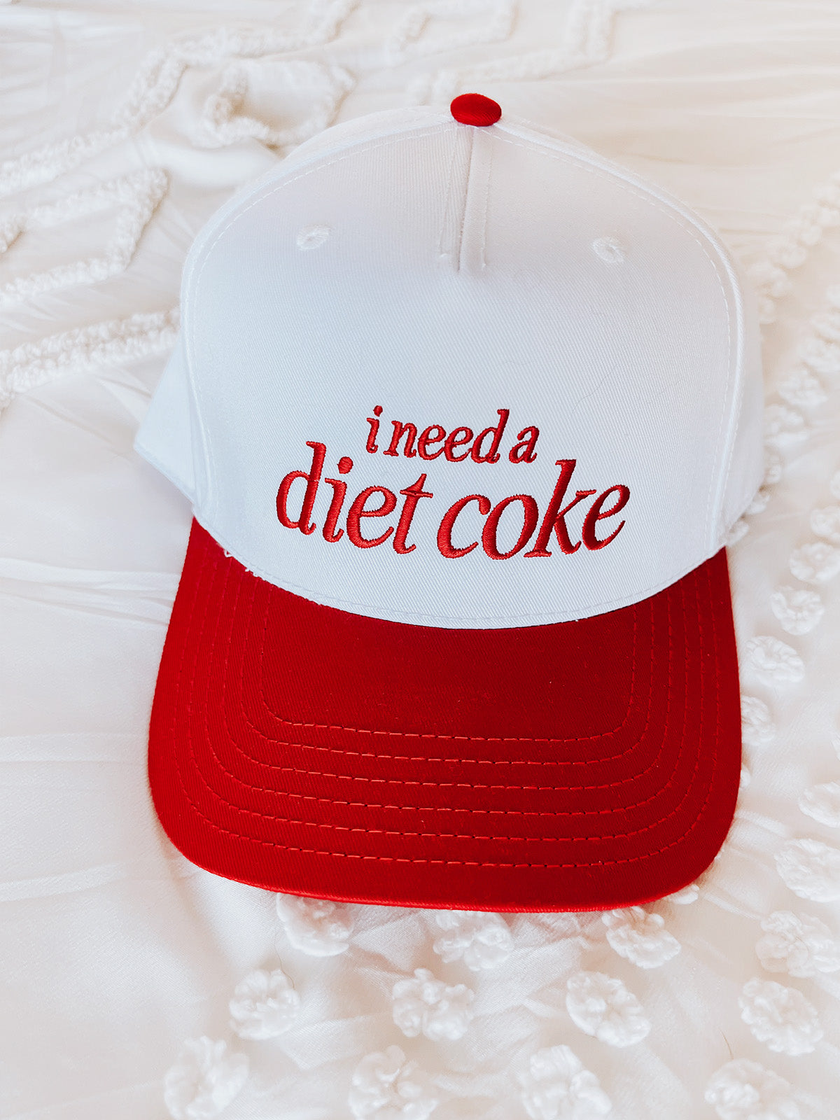 Embroidered I Need a Diet Coke Hat - Red