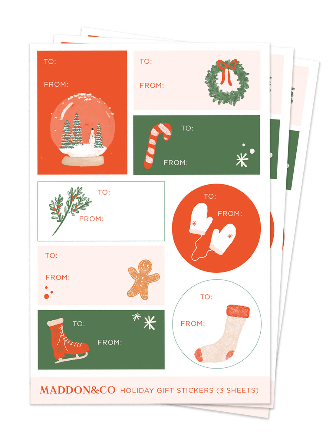 Hand-drawn Christmas Gift Sticker Set 4x6&quot;
