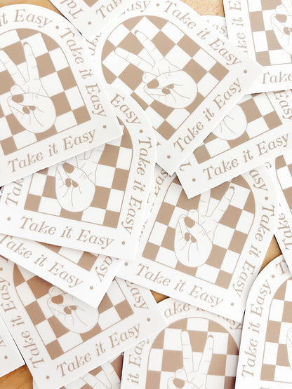 Take It Easy Checkered Vinyl Sticker