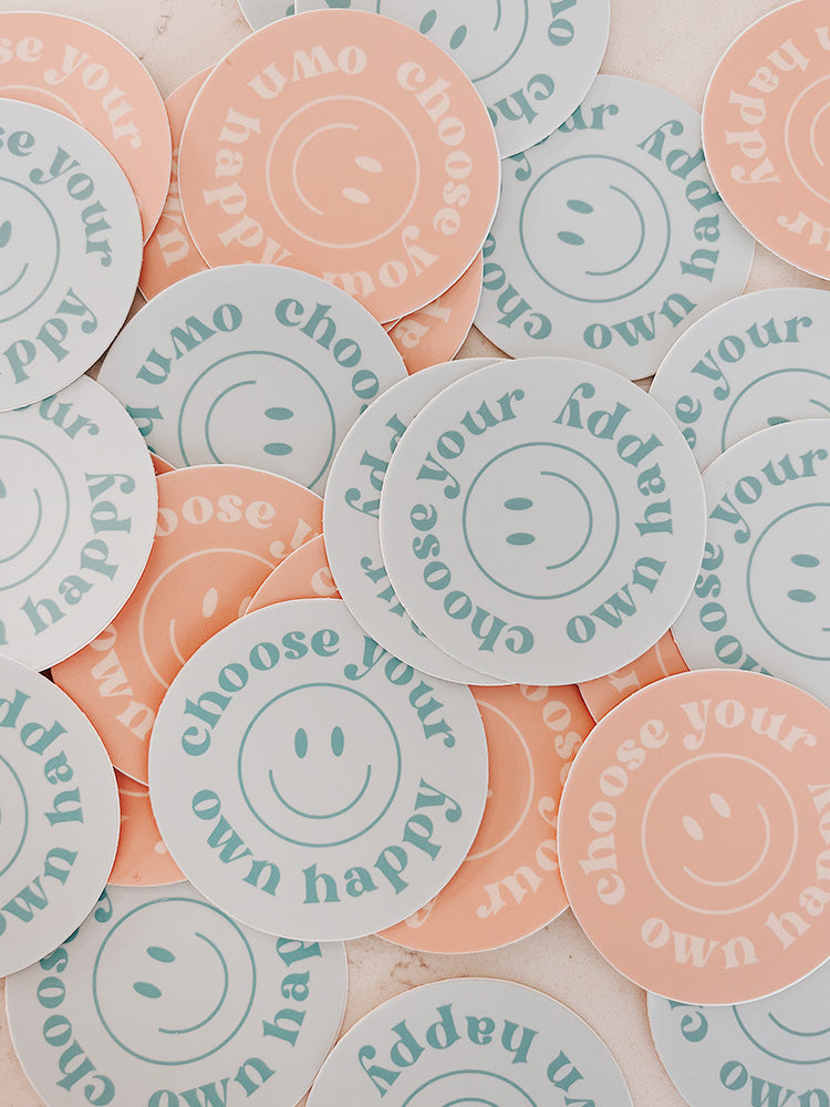 Choose Your Own Happy Vinyl Sticker - Peach