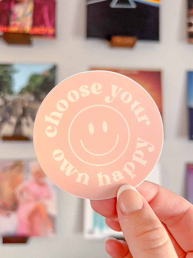 Choose Your Own Happy Vinyl Sticker - Peach