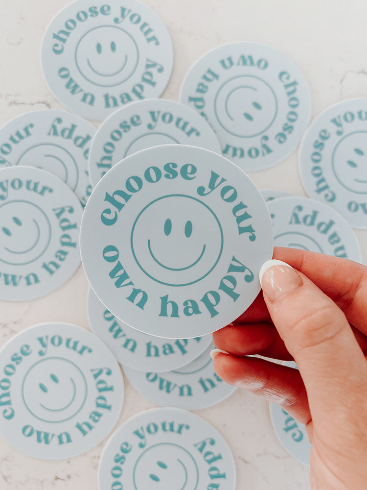 Choose Your Own Happy Vinyl Sticker - Sky Blue