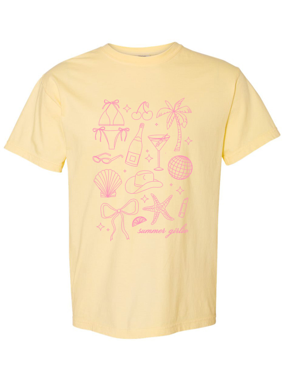 Summer Girlie Graphic Tee - Soft Yellow